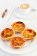 egg tarts on the plate with coffee