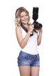 Photo: woman shooting with a camera woman shooting with a camera