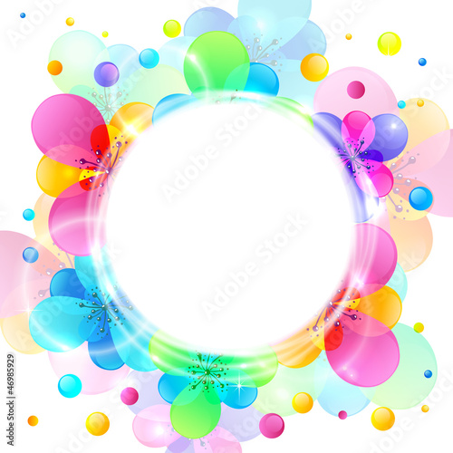 Vector: Shining rainbow flowers circle vector background Shining rainbow flowers circle vector background