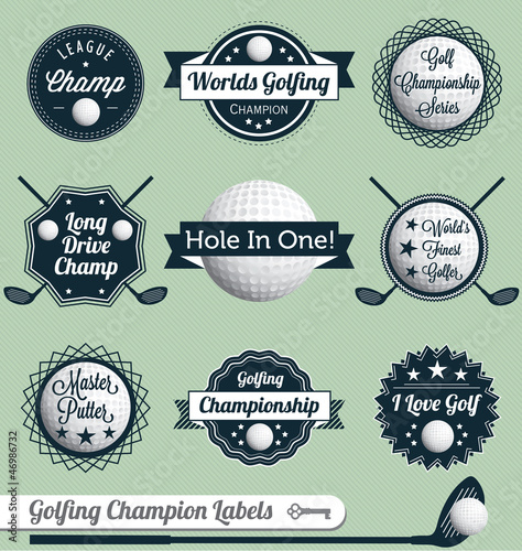 Vector: Vector Set: Vintage Golf Labels Vector Set: Vintage Golf Labels