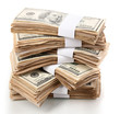 Stack of one hundred dollars banknotes close-up isolated
