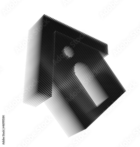 Photo: Black pixel icon-like image of house with roundish door and smal Black pixel icon-like image of house with roundish door and smal