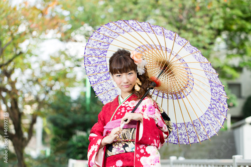 Photo: Beautiful japanese kimono woman in the town Beautiful japanese kimono woman in the town