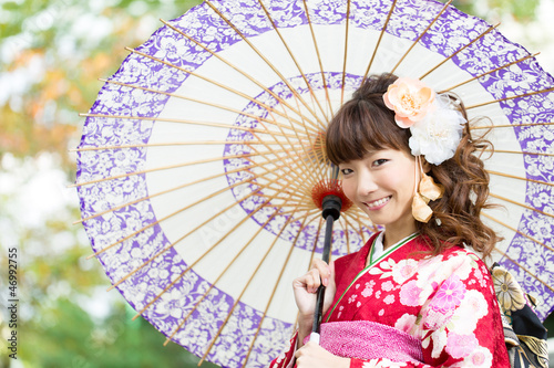 Photo: Beautiful japanese kimono woman in the town Beautiful japanese kimono woman in the town