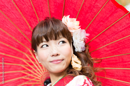 Photo: Beautiful japanese kimono woman in the town Beautiful japanese kimono woman in the town