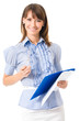 Happy smiling cheerful young businesswoman