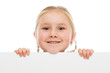 Little girl behind whiteboard