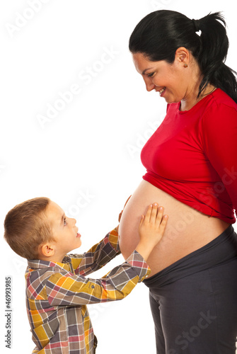 Photo: Pregnant mother and her son Pregnant mother and her son