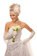 Happy bride with modern hairstyle