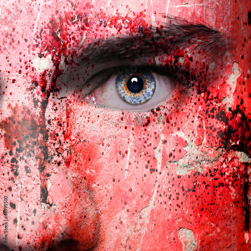 Photo: Man face with pattern looking like blood Man face with pattern looking like blood