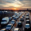 Rush hour in the late afternoon. Traffic.