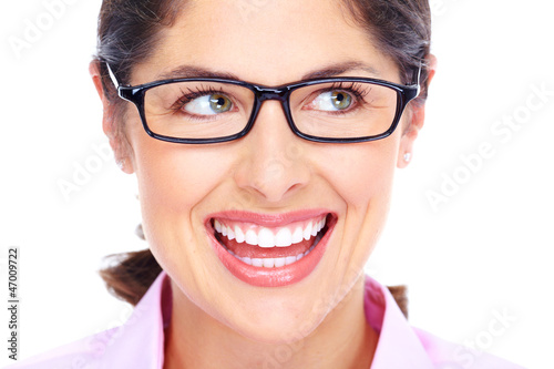 Photo: Beautiful young woman wearing glasses portrait. Beautiful young woman wearing glasses portrait.
