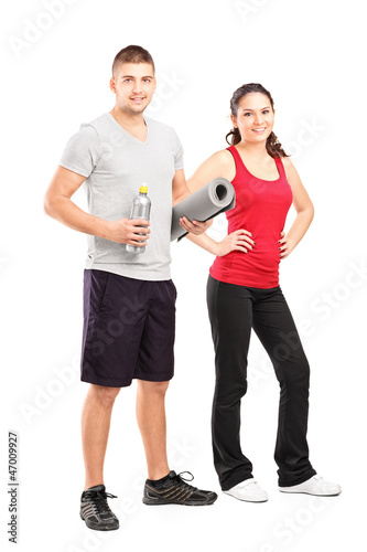 Photo: Man and female athlete after an excerise Man and female athlete after an excerise