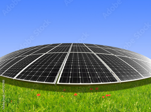 Photo: Solar energy panels against blue sky Solar energy panels against blue sky