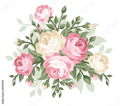 Vector: Vector illustration of vintage roses. Vector illustration of vintage roses.
