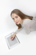 Woman drawing on graphic tablet