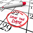 Illustration: Save the Date Words Circled on Calendar Red Marker Save the Date Words Circled on Calendar Red Marker
