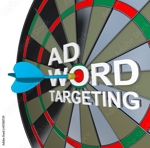 Illustration: Ad Targeting Word on Dartboard Dart Words Ad Targeting Word on Dartboard Dart Words