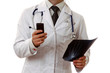 Male doctor on the phone in a hospital