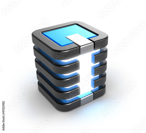 Illustration: Server storage database icon over white Server storage database icon over white