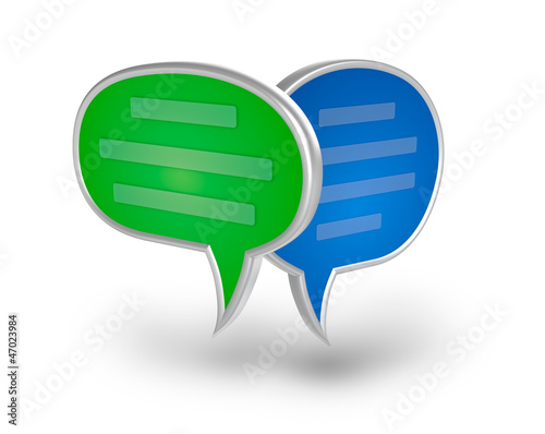 Illustration: Chat bubble 3D icon over white Chat bubble 3D icon over white