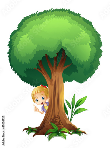 Vector: a girl and a tree a girl and a tree