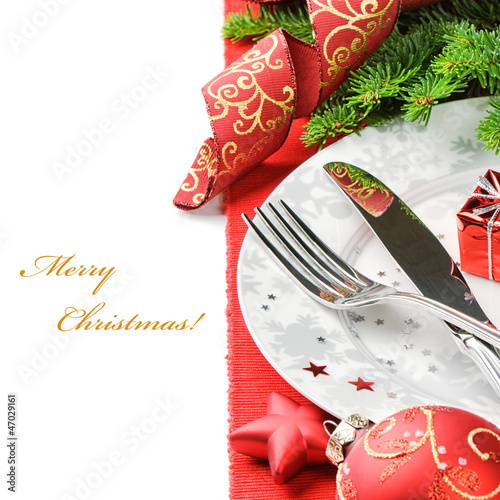 Photo: Christmas menu concept isolated over white Christmas menu concept isolated over white