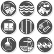 relaks zestaw ilustracji basen spa  monochrom na białym tle