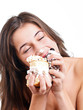 Woman eating cake