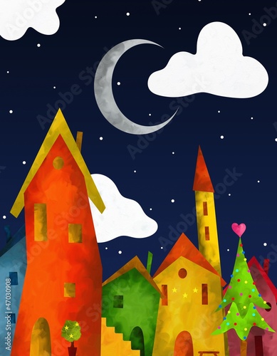 Illustration: natale in paese natale in paese