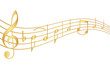 Goldene Musiknoten mit Schwung