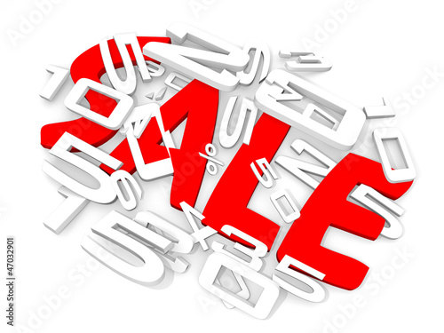 Illustration: SALE_Begriff mit Zahlen - 3D SALE_Begriff mit Zahlen - 3D