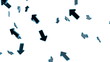 Blue arrows on white, moving in chaos.