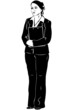 a sketch woman, secretary with a folder in hands