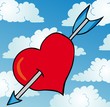 Pierced heart on sky