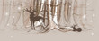 Young doe with father Deer / Drawn forest background