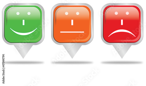 Vector: Boutons carré argent : smiley Boutons carré argent : smiley