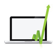 Laptop with green arrow pointing up from the blank screen