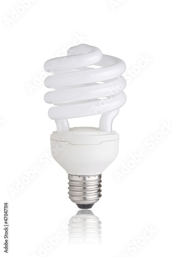 Photo: Energy saving light bulb isolated on white background Energy saving light bulb isolated on white background