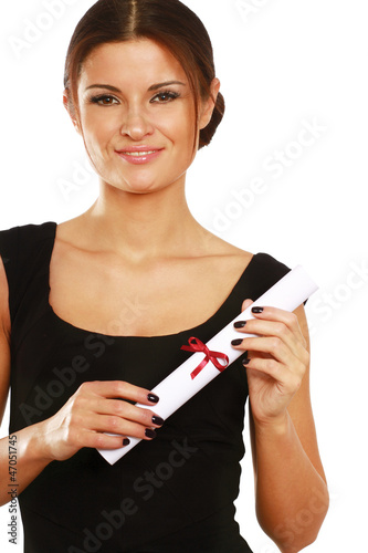 Photo: Beautiful woman student with diploma Beautiful woman student with diploma