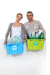 Couple taking out the recycling