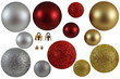 Gold silver and Red Xmas Balls Isolated
