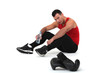 Man sitting with boxing gloves