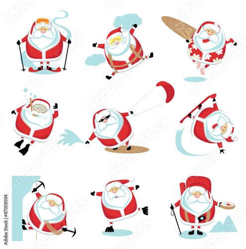 Vector: Extreme cartoon Santa set 2. EPS10. Separate layers Extreme cartoon Santa set 2. EPS10. Separate layers