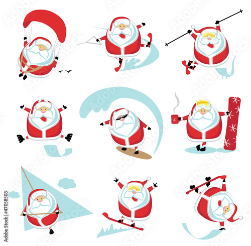 Vector: Extreme cartoon Santa set 1. EPS10. Separate layers Extreme cartoon Santa set 1. EPS10. Separate layers