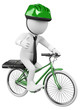 3D white business people. Bike to Work