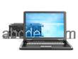 Retro typewriter, laptop and letters - concept illustration