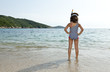 portrait of little girl in the sea