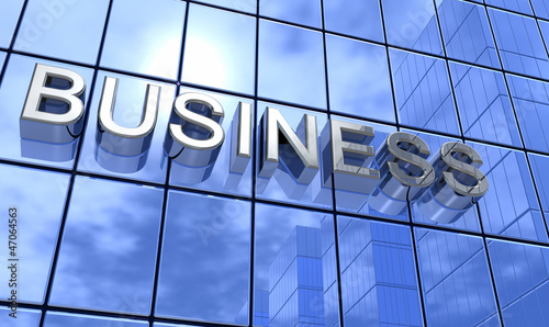 Illustration: 3D Blue Business Skyline 3D Blue Business Skyline