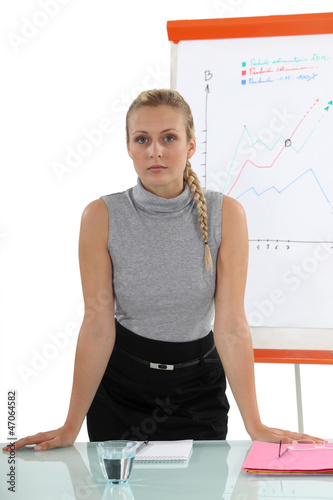 Photo: Blond woman flip-chart Blond woman flip-chart